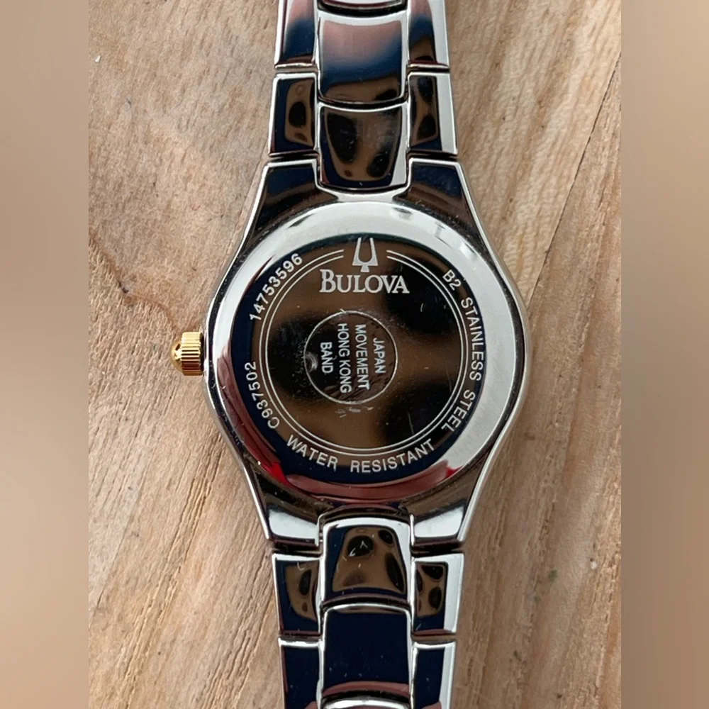 Bulova Ladies New in Box Watch Two-Tone Bracelet White Dial Gold Markers
